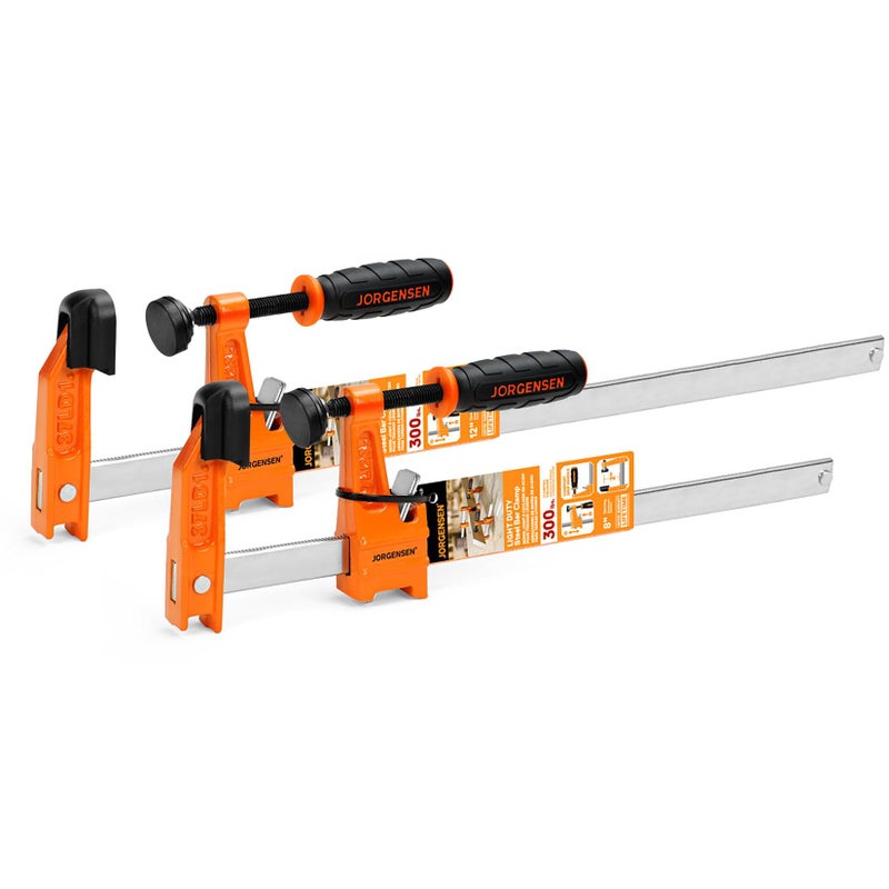 Jorgensen 2-Piece Steel Bar Clamp Set, Light Duty F-Clamp, 8-inch & 12-inch - Image 1